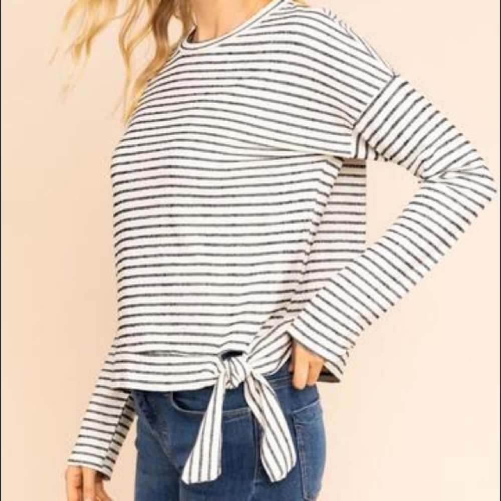 Striped tie front top